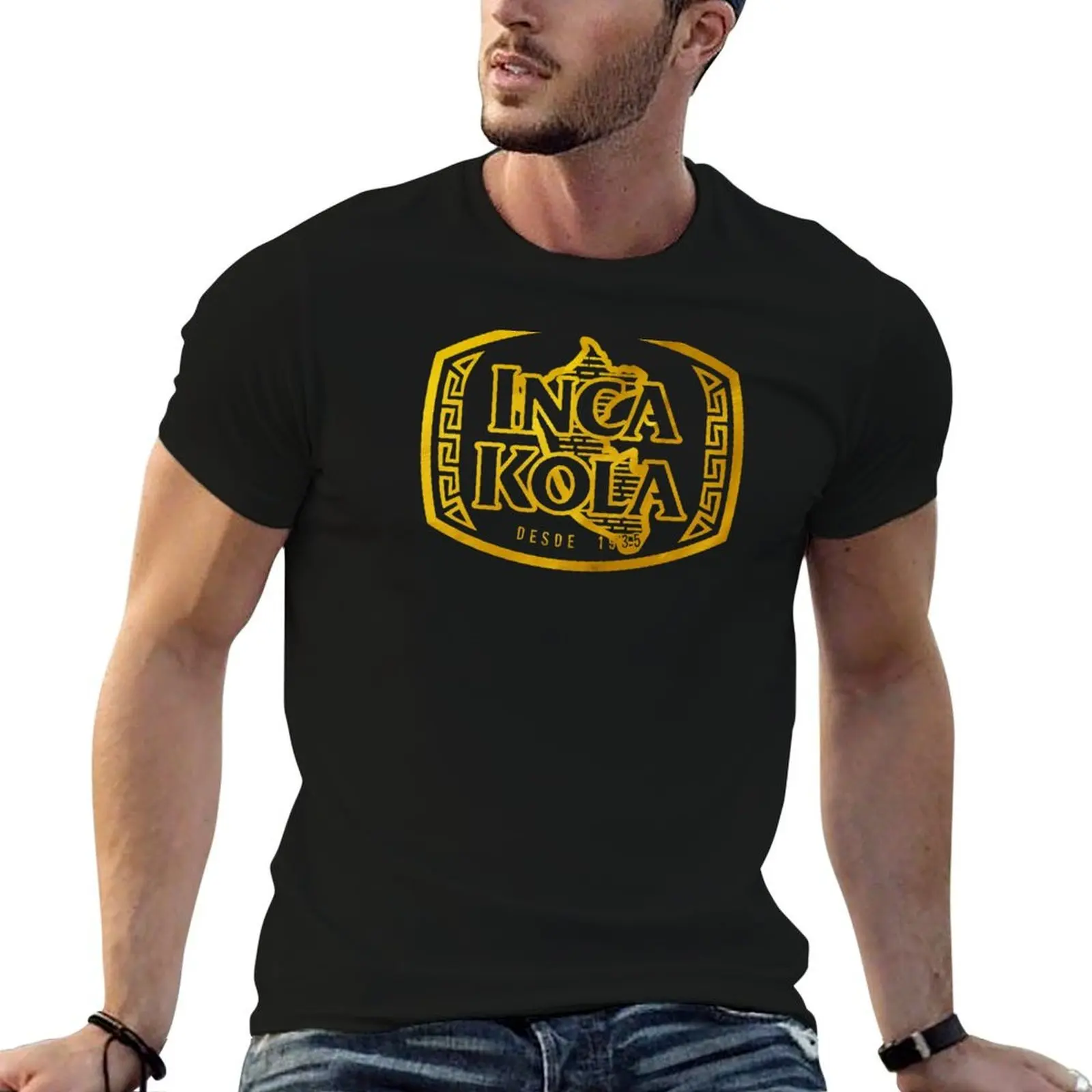 Camiseta INCA KOLA - GOLD, camisetas gráficas para hombre, camisetas de algodón para hombre, camisetas divertidas 100%, camiseta de algodón