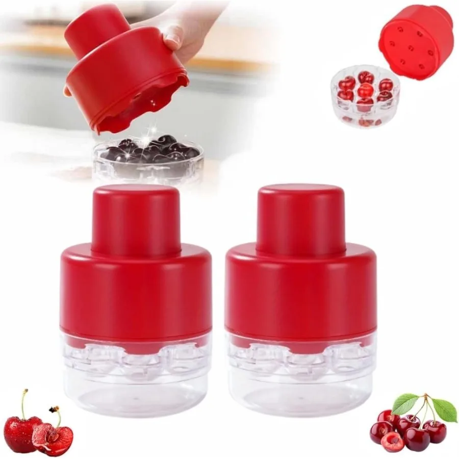 أداة بيتر الكرز المحمولة 7in1 المطورة لعام 2025 مع آلية التحرير السريع لمتجر كعكة المطبخ وإعداد سلطة الفاكهة E