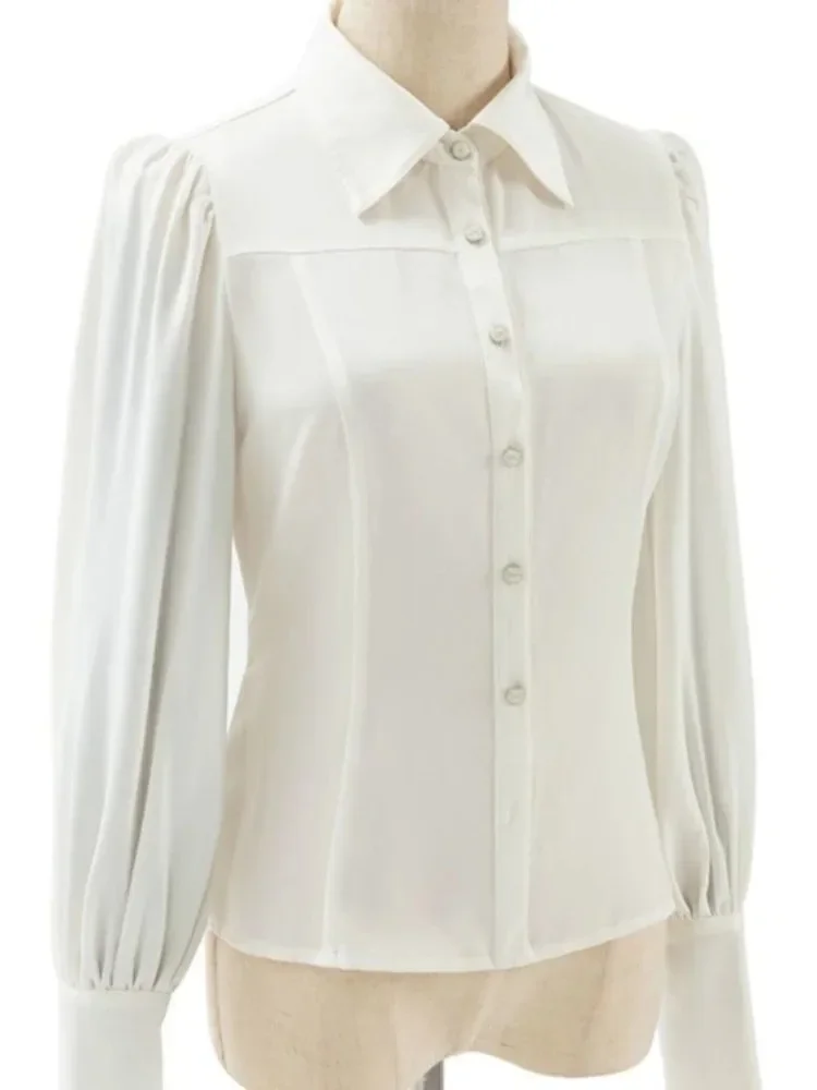 بلوزات يابانية من Camisas De Mujer لعام 2025 ملابس نسائية بأكمام طويلة قمصان بيضاء على طراز لوليتا بلوزة أنيقة عتيقة بفيونكة #2