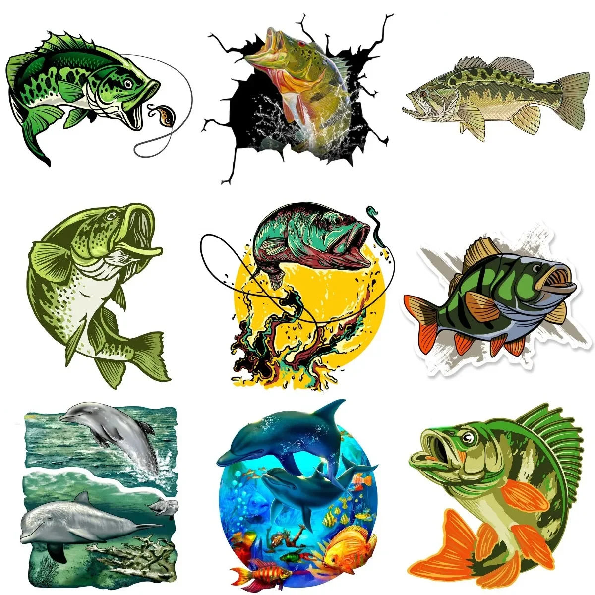 

Fishing Fish Bass Perch Emblem Creative PVC Waterproof Sticker for Decorate Motorcycle Truck Window Car Laptop Wall Van Decal