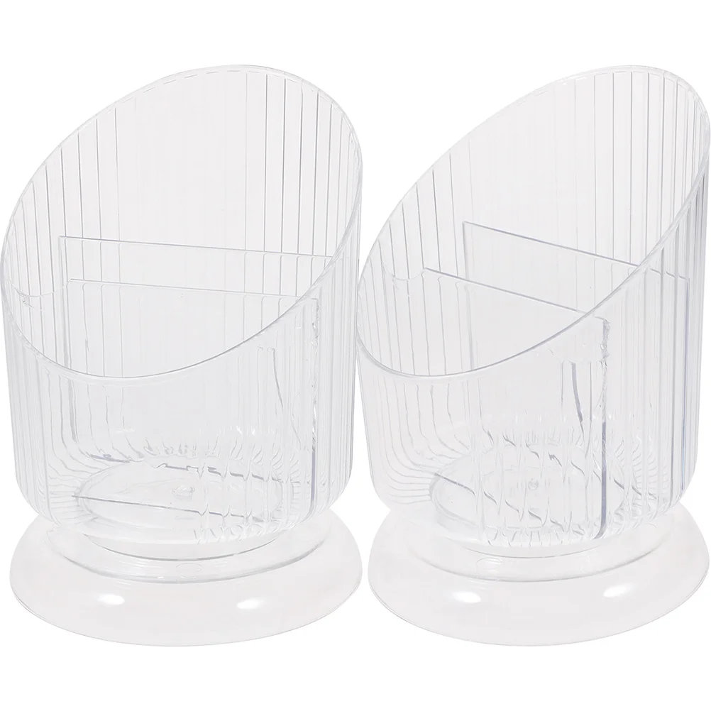 

2Pcs Pet Makeup Brush Organizer Clear Pen Holder for Makeup Storage Eyeliner Lipstick Desktop Organizer Compartment Vanity
