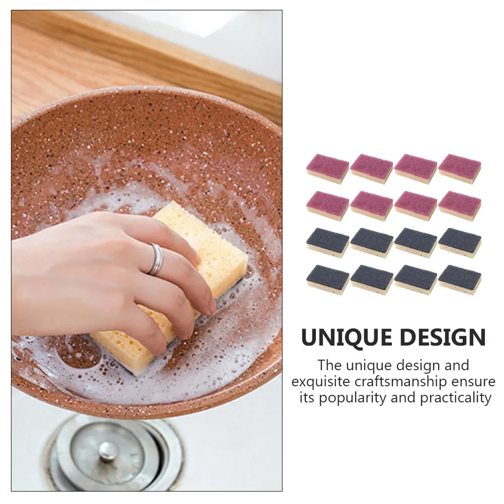 16pcs Sea Scrubber Thickened Cleaning For Dish Washing Bowl Scrubber Sponge Kitchen Cleaning Tool Dishwashing Sponge