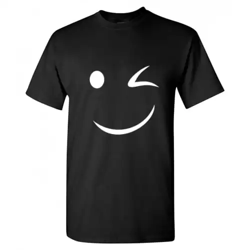 

Wink Smile Emotion Humor Graphic Tees Men Hilarious Novelty Funny Sarcastic T ShirtSummer 100% Cotton Fashion T-shirt Top