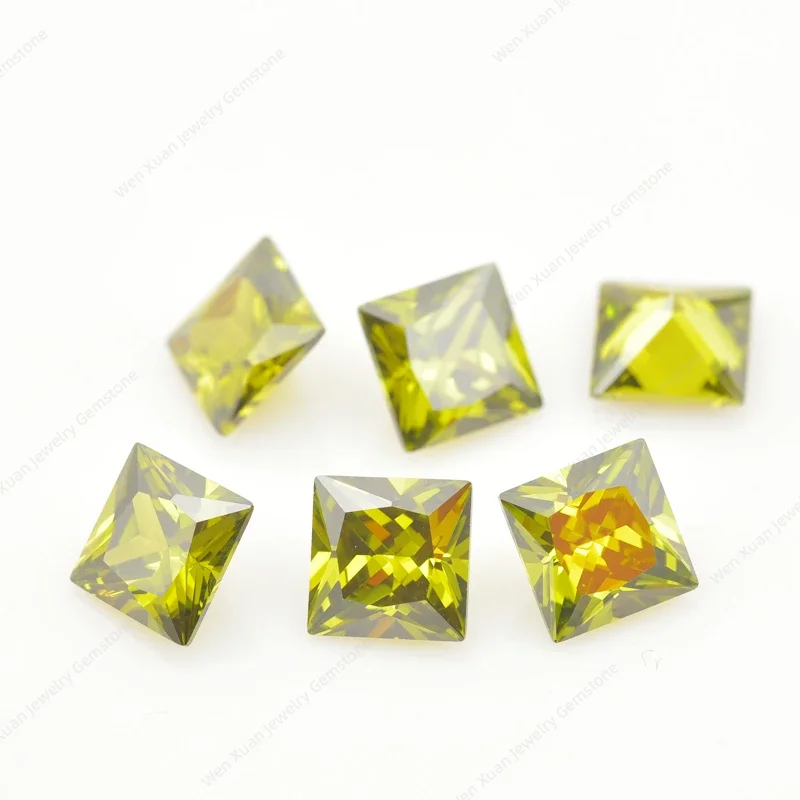 Cubic Zirconia Stone 2x2~14x14mm AAAAA Multicolor Square Shape Princess Cut Loose CZ Stones Synthetic Gems Beads For Jewelry