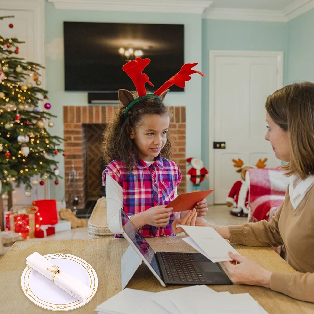 

4Pcs Napkin Rings Premium Alloy Buckle Creative Table Accessories for Festival Dining Decoration Napkin Ring Alloy Buckle