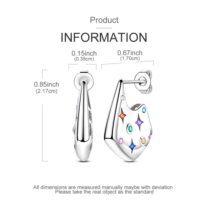 Bunte Zirkonium-Creolen aus 925er-Sterlingsilber, Pavé-Sterne-Form, Ohrring für Frauen, Hochzeit, Verlobung, Schmuck, Geschenk – Detail 4