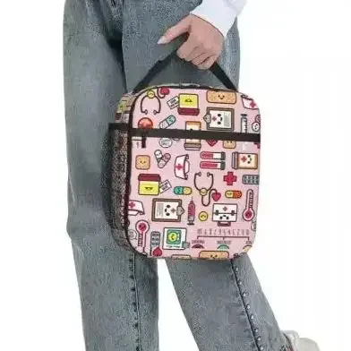

Apuros Insulated Lunch Bags Nurse Medicine Health Meal Container Thermal Lunch Box Tote School Travel Bento Pouch