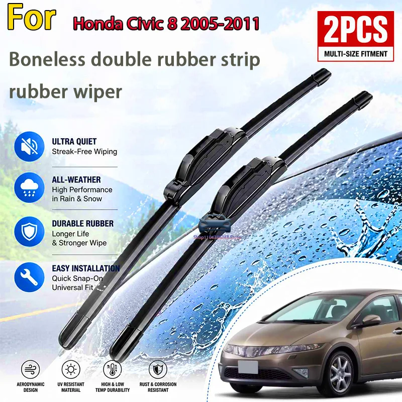 

Front Wiper Blades For Honda Civic 8 2005-2011 Windshield Windscreen Window Car Rain Brushes 26"+23" Modification Parts