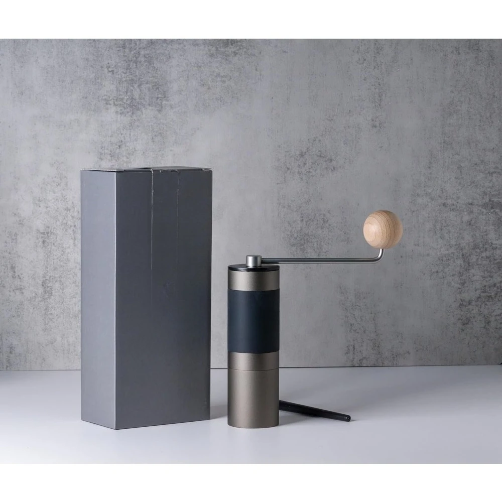 مطحنة قهوة يدوية بمقبض مستقيم من الفولاذ المقاوم للصدأ مطحنة مخروطية الشكل لضغط الإسبريسو الفرنسي بالتنقيط 20 25 جرام