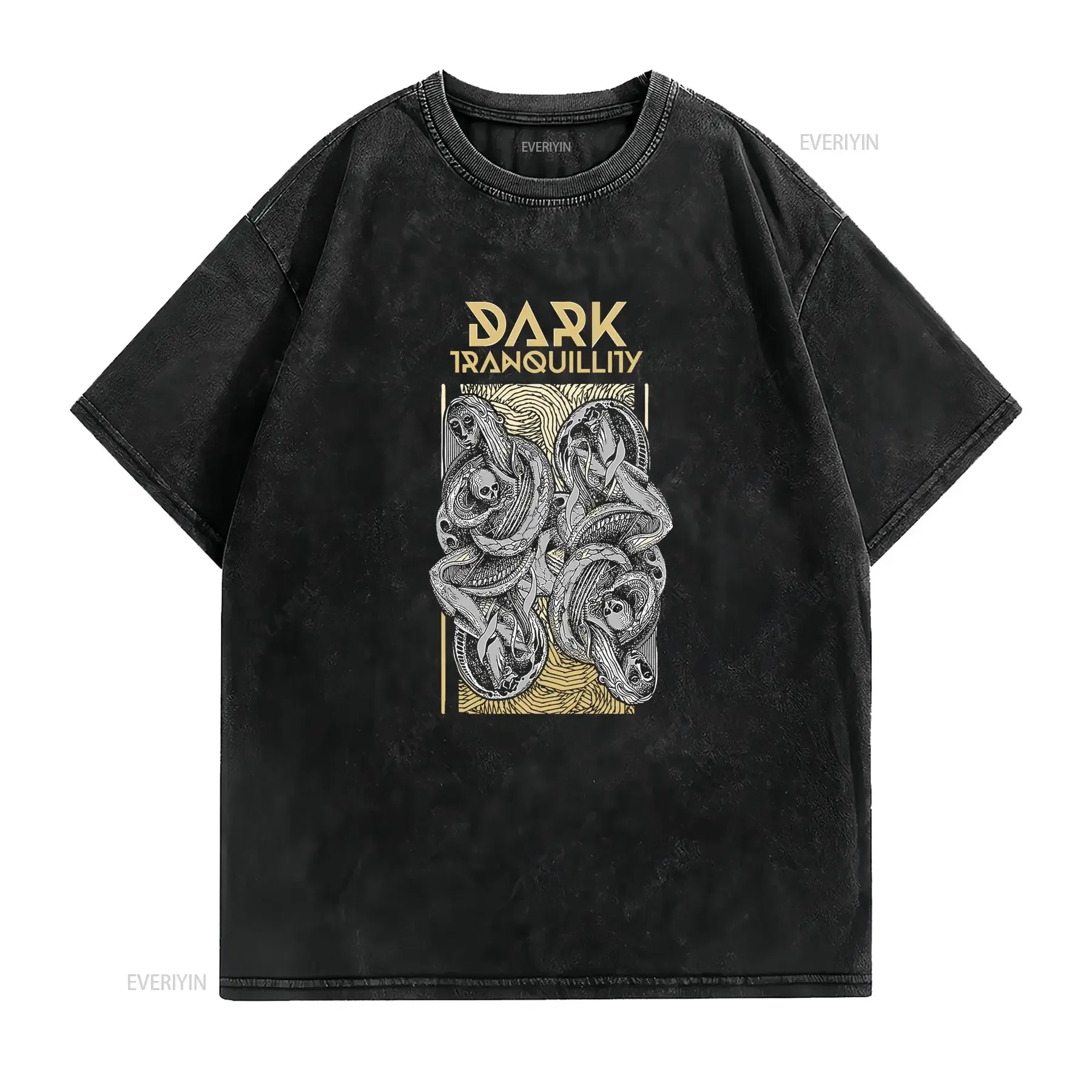 New Dark Tranquillity band Black T shirt Short sleeve All sizes PP1074 vintage Washed fashion Stylish Casual homme vintage Soft