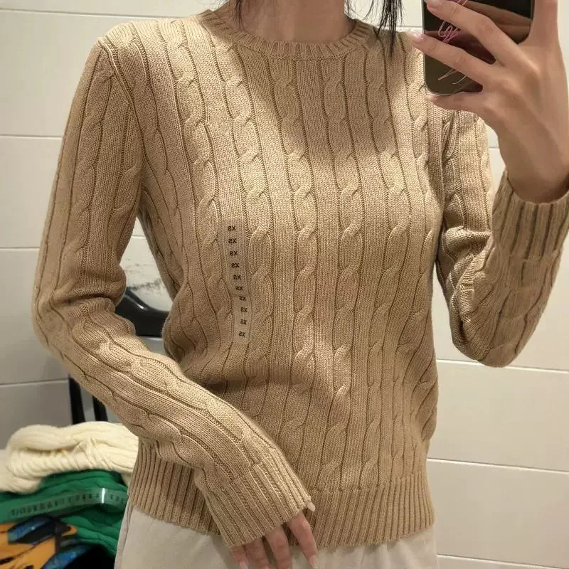 

Супермягкий шерстяной свитер большого размера, женский вязаный пуловер с вышивкой, уютный зимний базовый слой с круглым вырезом, повседневный повседневный топ