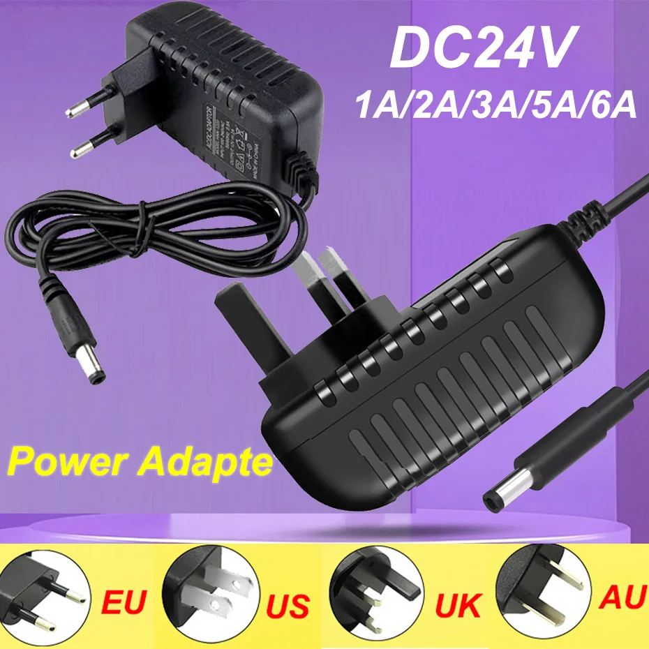 Lighting Transformer Power AC110-240V DC 24V 1A 2A 3A 5A 6A Universal Power Adapter Supply EU AU US UK Plug for LED Light