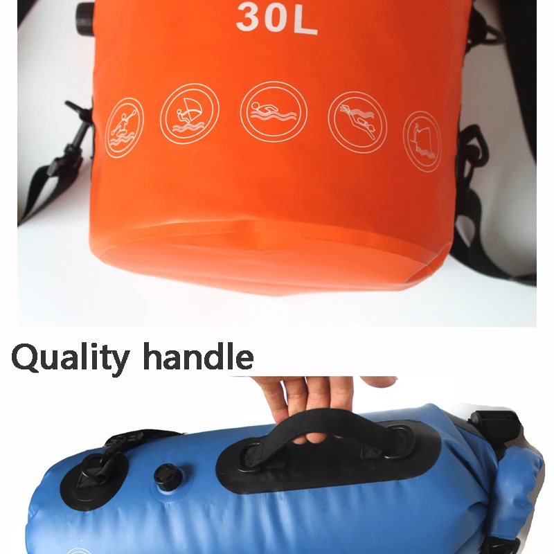 Mochila flutuante impermeável com bocal de ar, mergulho inflável, rafting à deriva, mergulho seco saco, saco de material, 30L, 2023