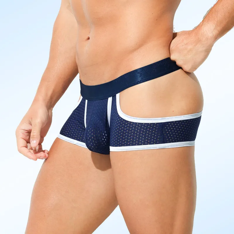 Men's ice silk bullet split underpants with breathable mesh at the four corners, summer thin men's sports straight-cut shorts