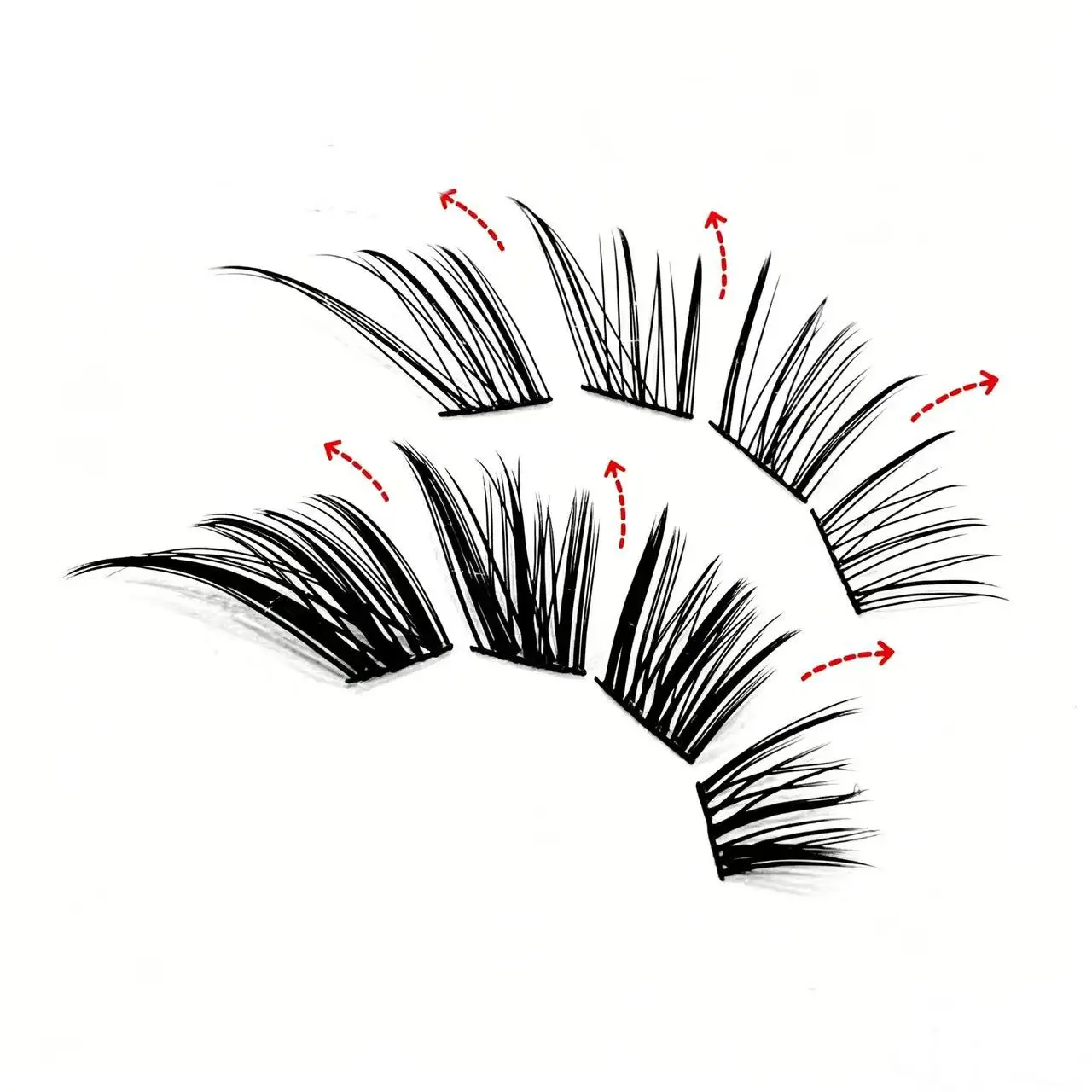 Doudoutian Clear Slant Fox Cluster Lashes Elegant Natural Look Fit Light Heavy Makeup Photo Friendly Vivid Fox Eye Makeup view 6