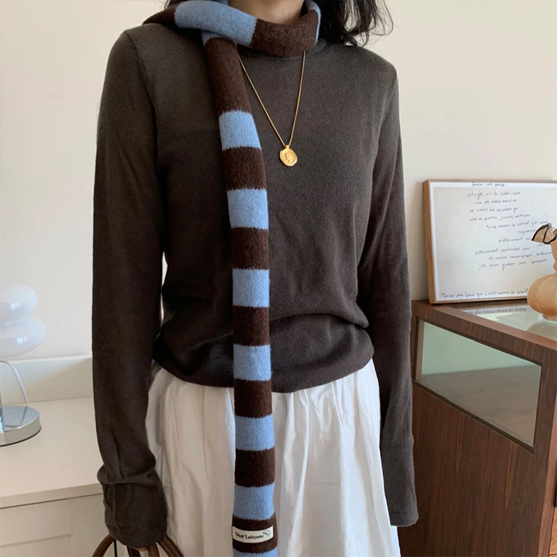 Spicy Girl Dopamine Scarf Y2k Striped Scarf Collocation Clothing Accessories Rainbow Color Long Narrow Scarves Korean Style