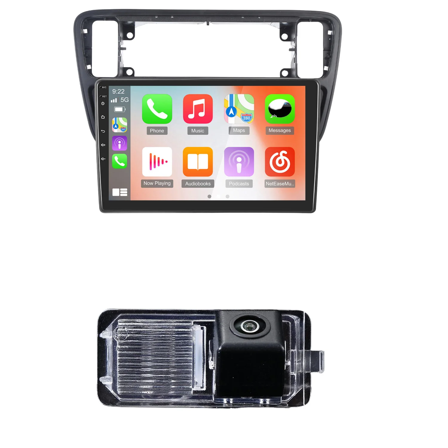 Android 9” autoradio met Bluetooth Carplay GPS-navigatie + HD achteruitrijcamera voor Skoda citigo E-Citigo/Seat Mii e-Mii KE KF