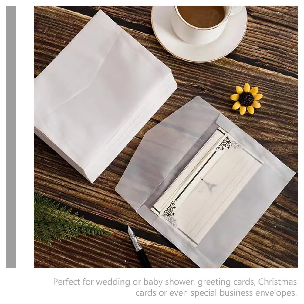 

CANIGHT 20Pcs Translucent Letter Envelopes for Invitations Cards Announcements Home Party Use Blank Portable Mailing Envelopes
