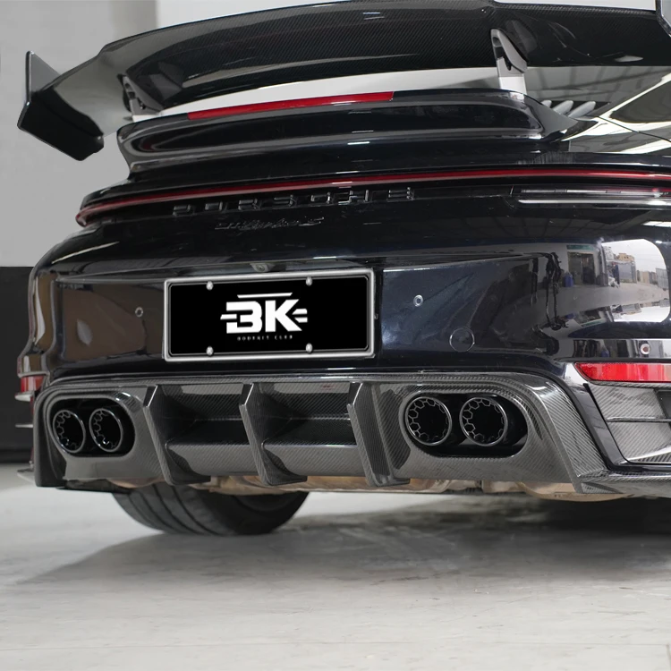 Rear Splitter for Porsche 911 992 Turbo S Upgrade Bra-Bus Style Rear Bumper Separator Dry Carbon Fiber Rear Diffuser