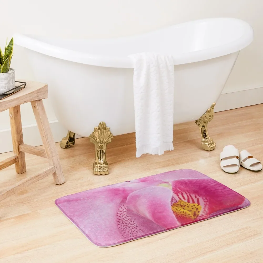 

Pink Orchid Bloom Bath Mat Baths Bathroom Anti-Slip Bathtub Rooms Mat