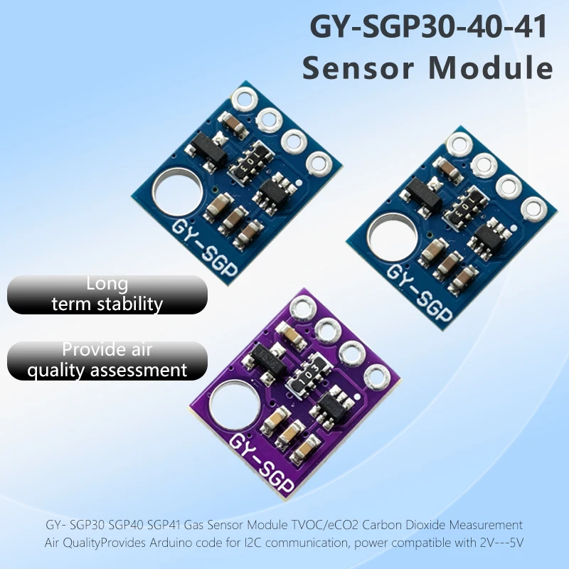 LIZAO GY-SGP30-40-41 Air Quality Sensor Module, I2C Communication Gas Detector for Indoor Air Monitoring & Arduino Projects