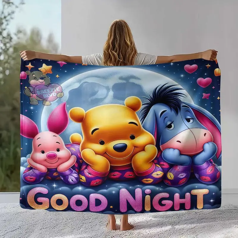 Kawaii W-Winnie Pooh Bear Cartoon Soft Flannel Throw Blanket,Cozy Warm Blanket for Bed,Sofa,Living Room,Picnic,Home Decor,Gift