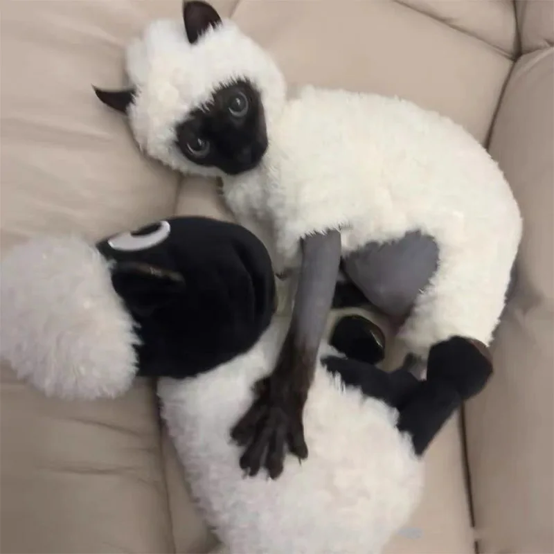 

Winter Sphynx Cat Clothes Thickened Warm Four-legged Pullover Cat Coat Lamb Double-sided Velvet Pet Pajamas for Devon Rex