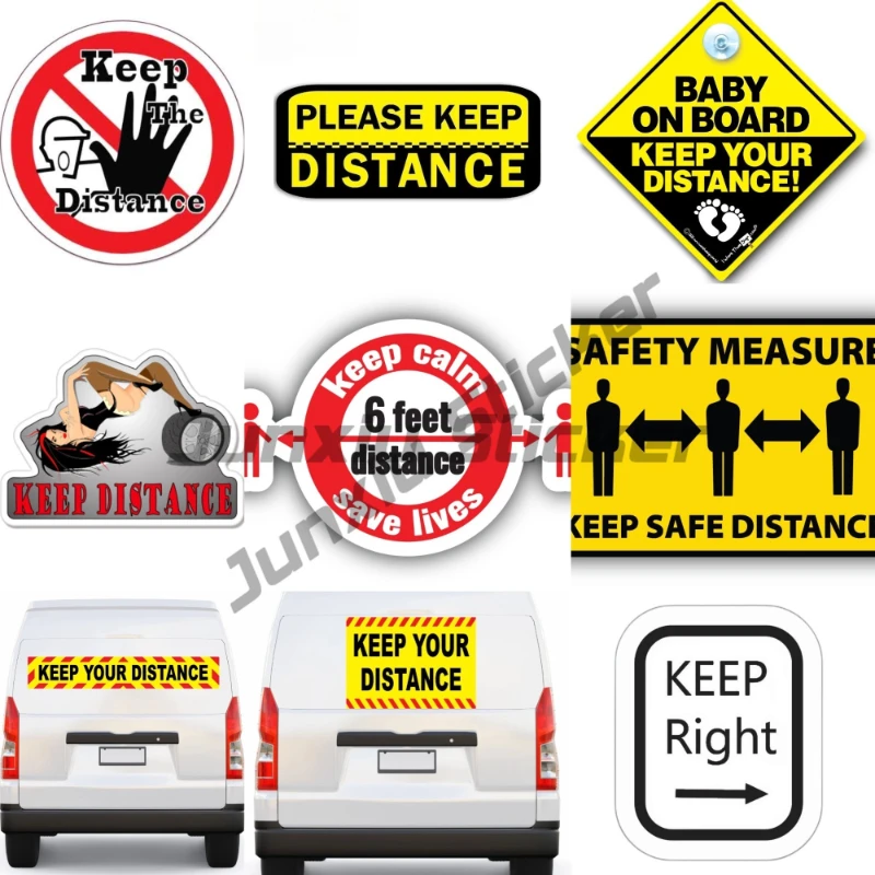 Please Keep Distance Car Sticker Sunscreen Warning Decal Caravan Motorhome Decor Truck Accessories Vinyl Motorcycle Stickers