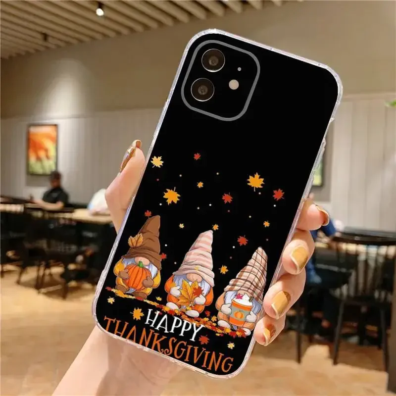 Thanksgiving Day Phone Case For iPhone 15,14,13,12,11 Plus,Pro,Max,XR,XS,X,7,8 Plus,SE,Mini Transparent Silicone Soft