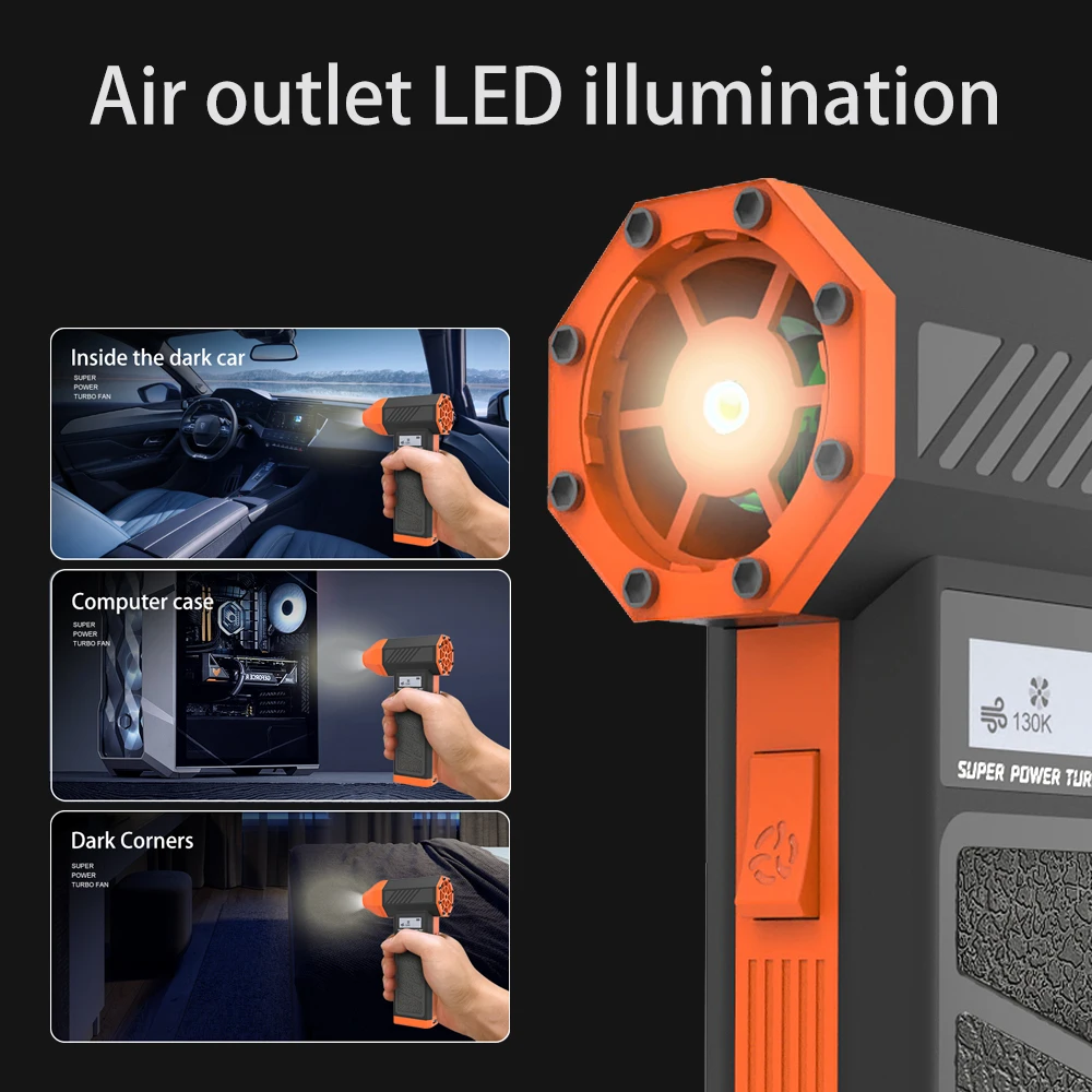 Kipas Jet Turbo 5000mAh 160000 Kecepatan Angin RPM 60m/s Blower Listrik Pengering Debu Tiup Multifungsi Pengisian cepat 30W