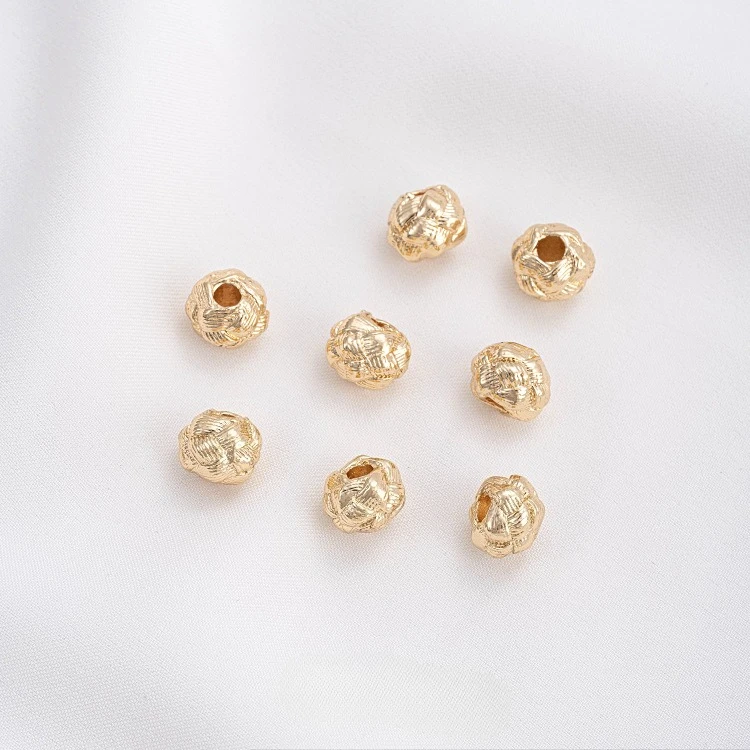 14K Gold Filled Yarn Ball Rose Spacer Bead, Tarnish Resistant DIY Jewelry Finding for Bracelet Necklace