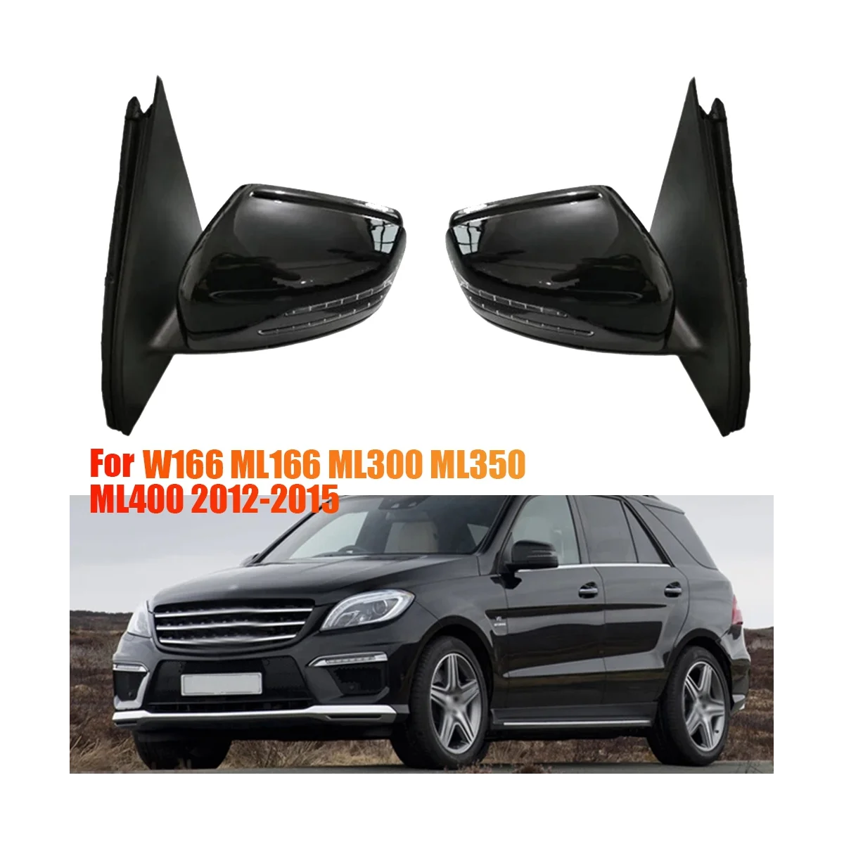 Right Side Door Rear Mirror Assembly for W166 ML166 ML300 ML350 ML400 2012-2015 Power Folding Mirror