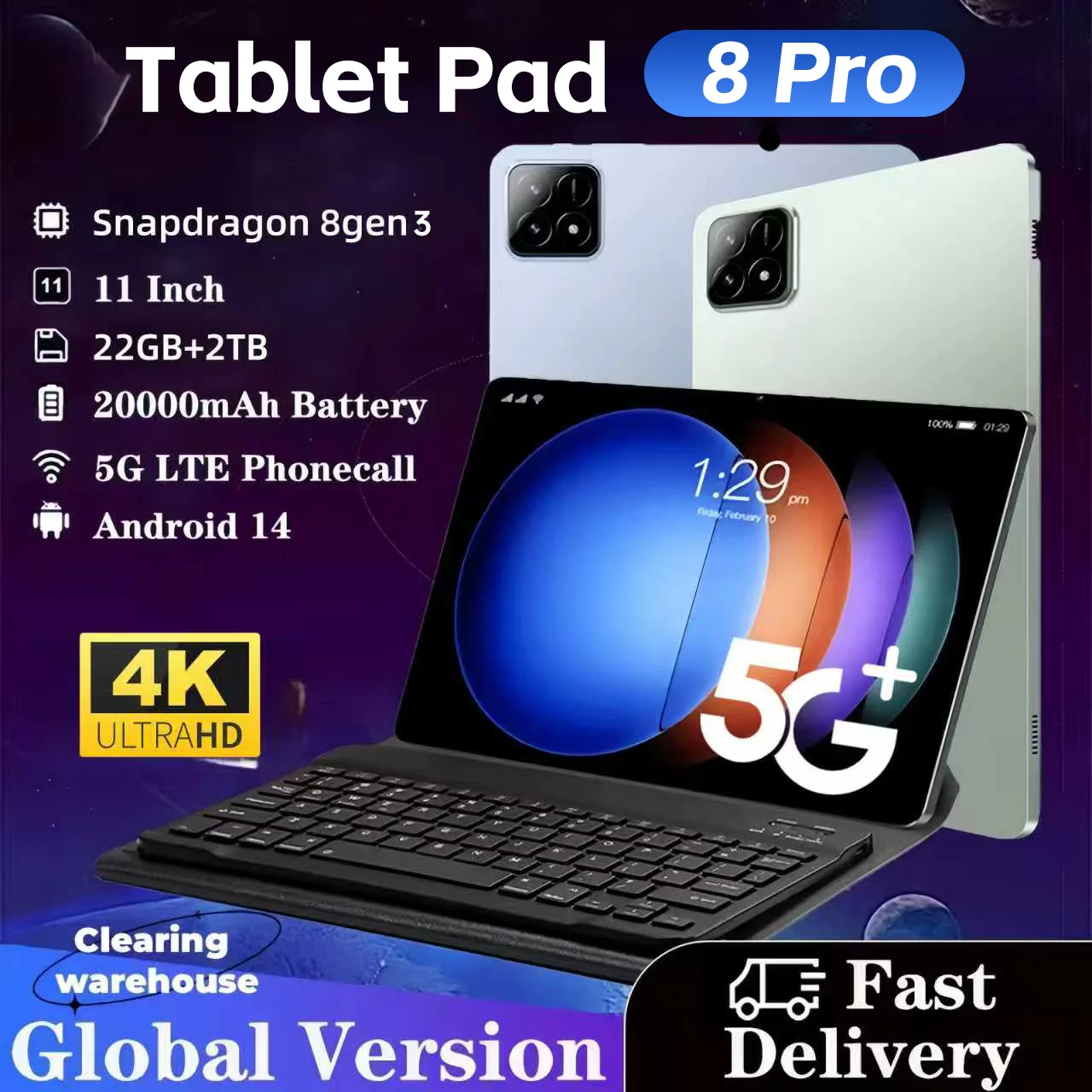 �y�Z�[�����z2026�N �V�� �O���[�o���� �I���W�i�� �^�u���b�gPC Pad 8 Pro Ultra Snapdragon 8gen3 Android 14 HD 4K 22GB + 2TB SIM�f���A�� 5G WIFI 120Hz