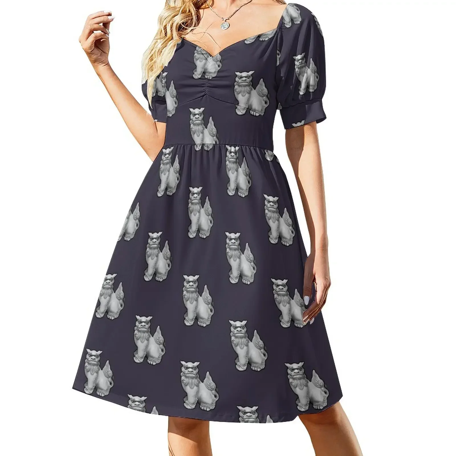 

Shisa (left) Short-Sleeved Dress cocktail dresses evening dresses women loose women's dress women dress