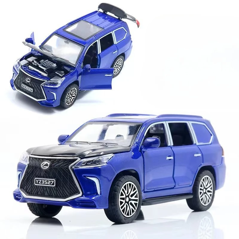 

1:36 LX570 Alloy Diecasts Toy Car Models Metal Off-road Vehicles Doors Opened With Pull Back Collectable Toys