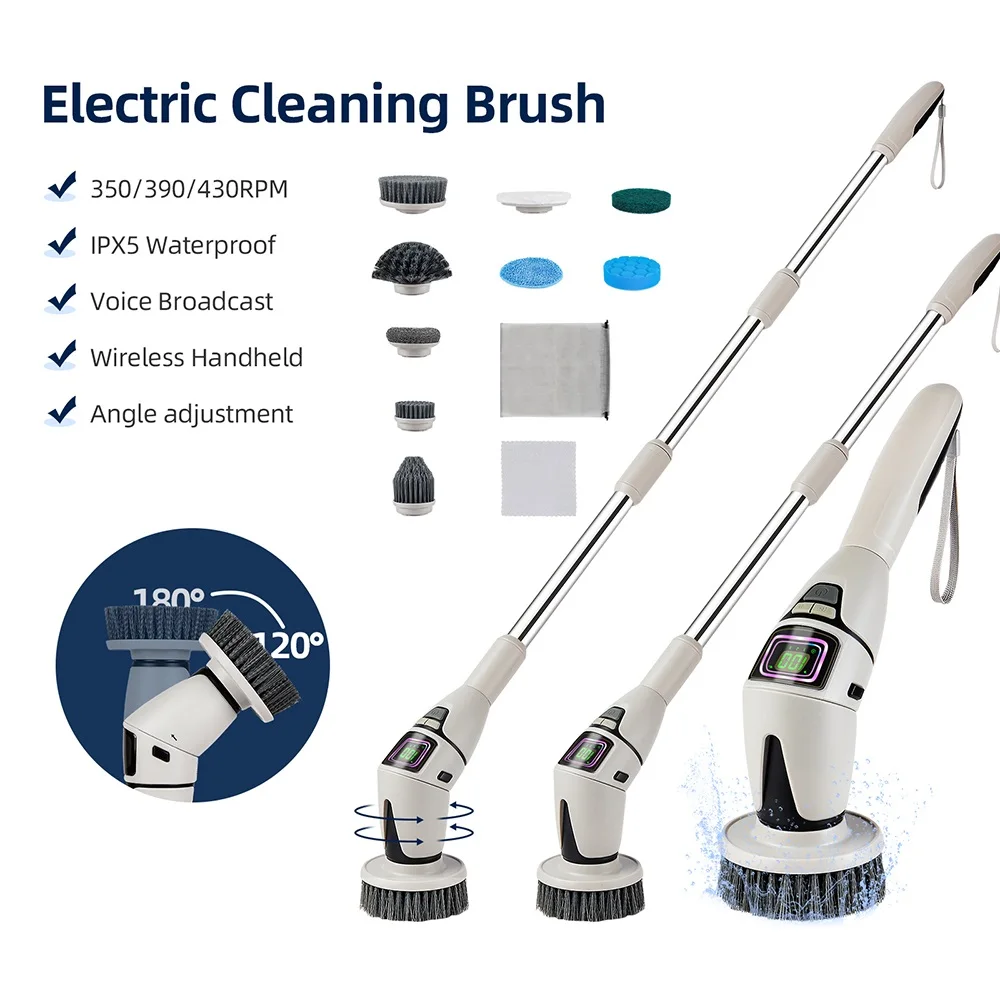 Electric Cleaning Brush 10 in 1 Electric Cleaning Brush Cordless Rotary Clean Brush Shower Cleaning Brush Kitchen Bathroom Home