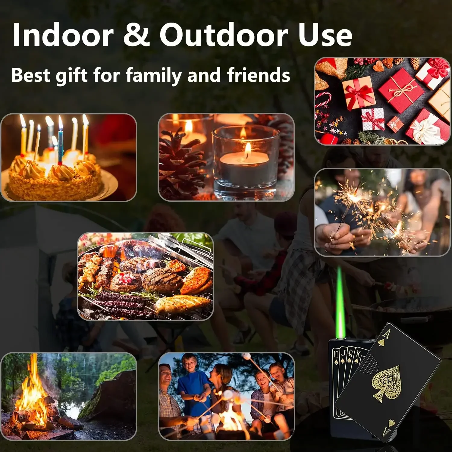 ولاعة شعلة نفاثة، ولاعة آيس لهب أخضر، ولاعة بيوتان قابلة لإعادة الملء، آيس أوف بستوني، ولاعة رائعة مقاومة للرياح بتصميم البوكر هدية جديدة #5