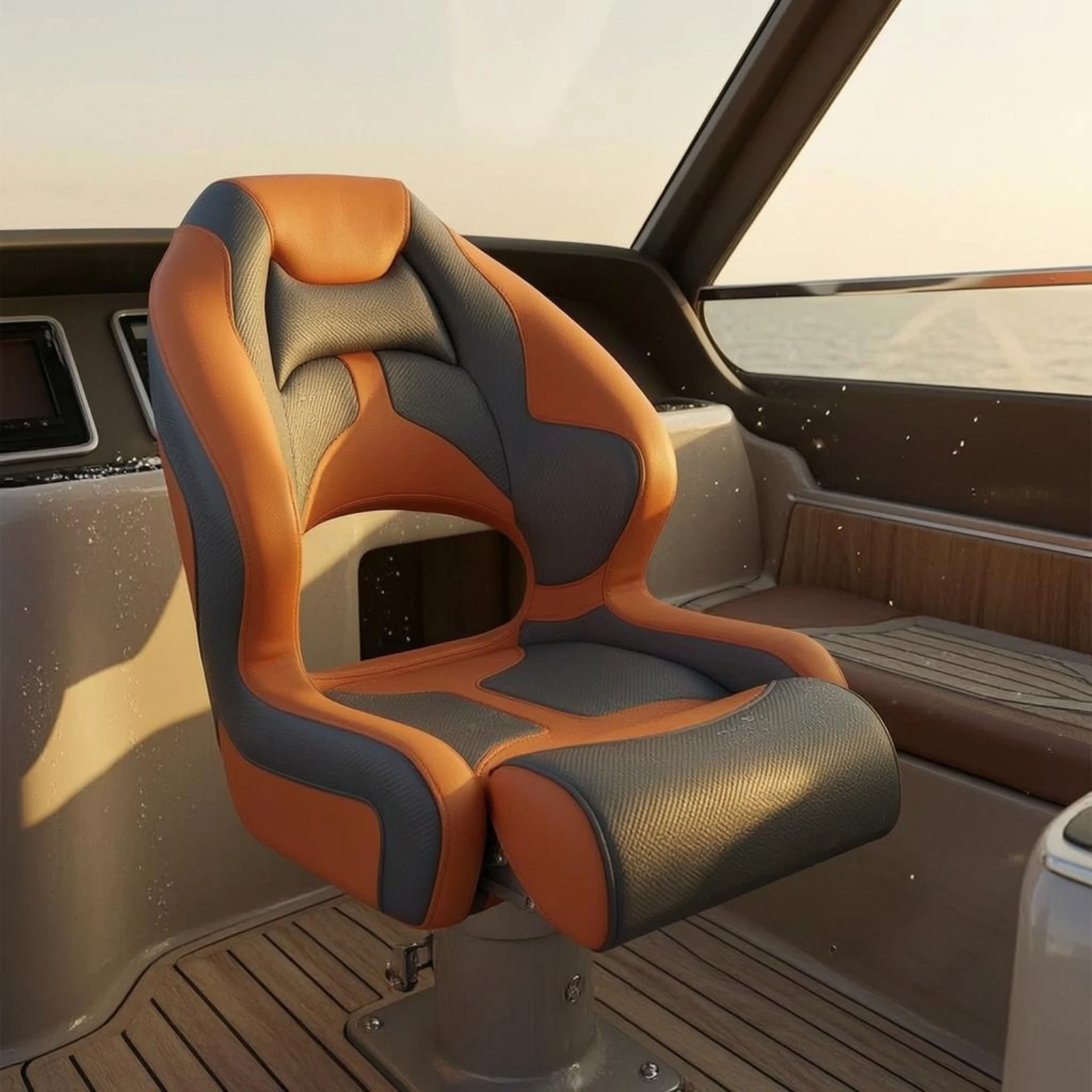 Marine Driver Seat Stitched Panel High Back Boat Seat Helm Chair Chair Waterproof Resistant