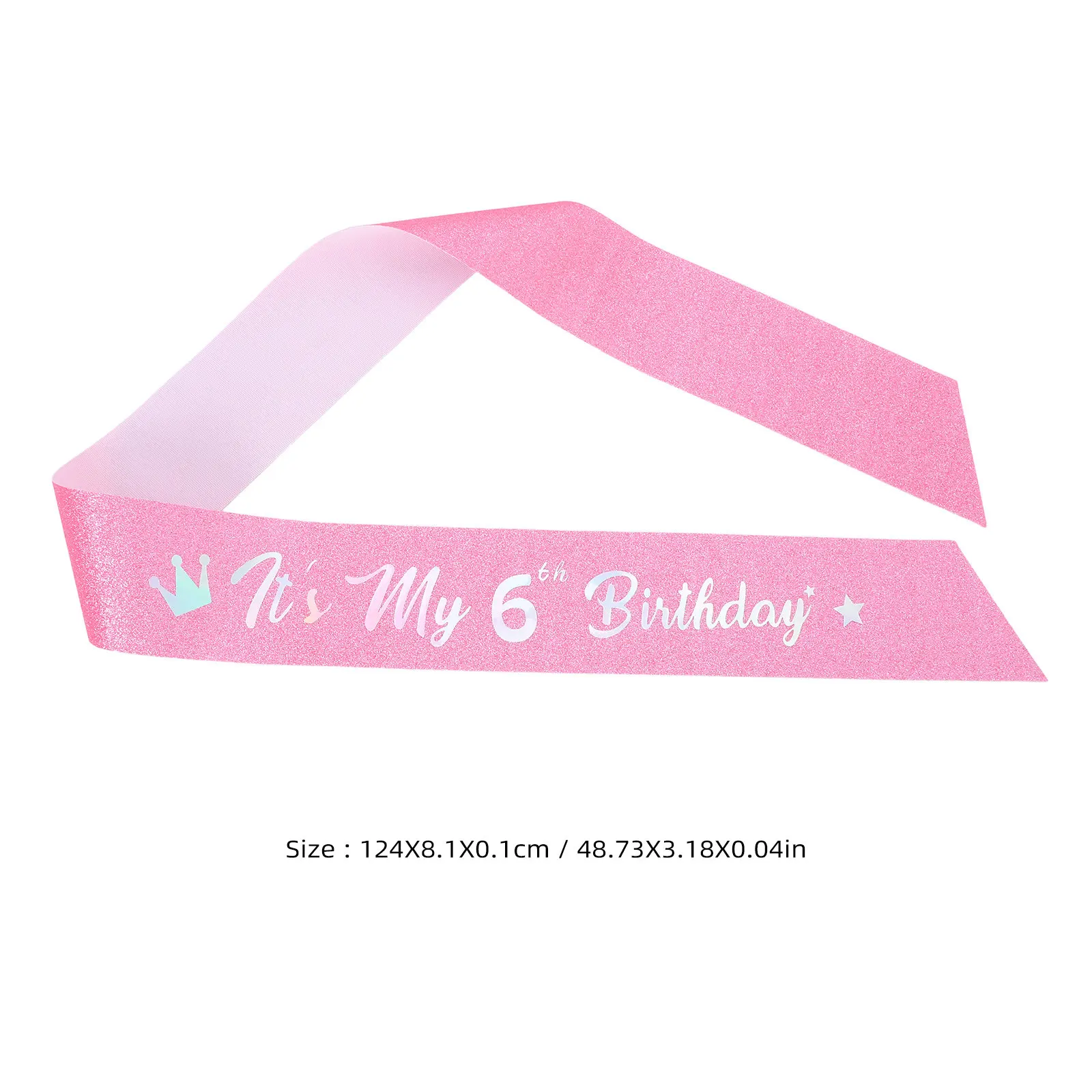 5Pcs Glitter Pink Birthday Sash Princess Party Celebration Dress Up Girls Happy Birthday Decoration Princess Party - view 6