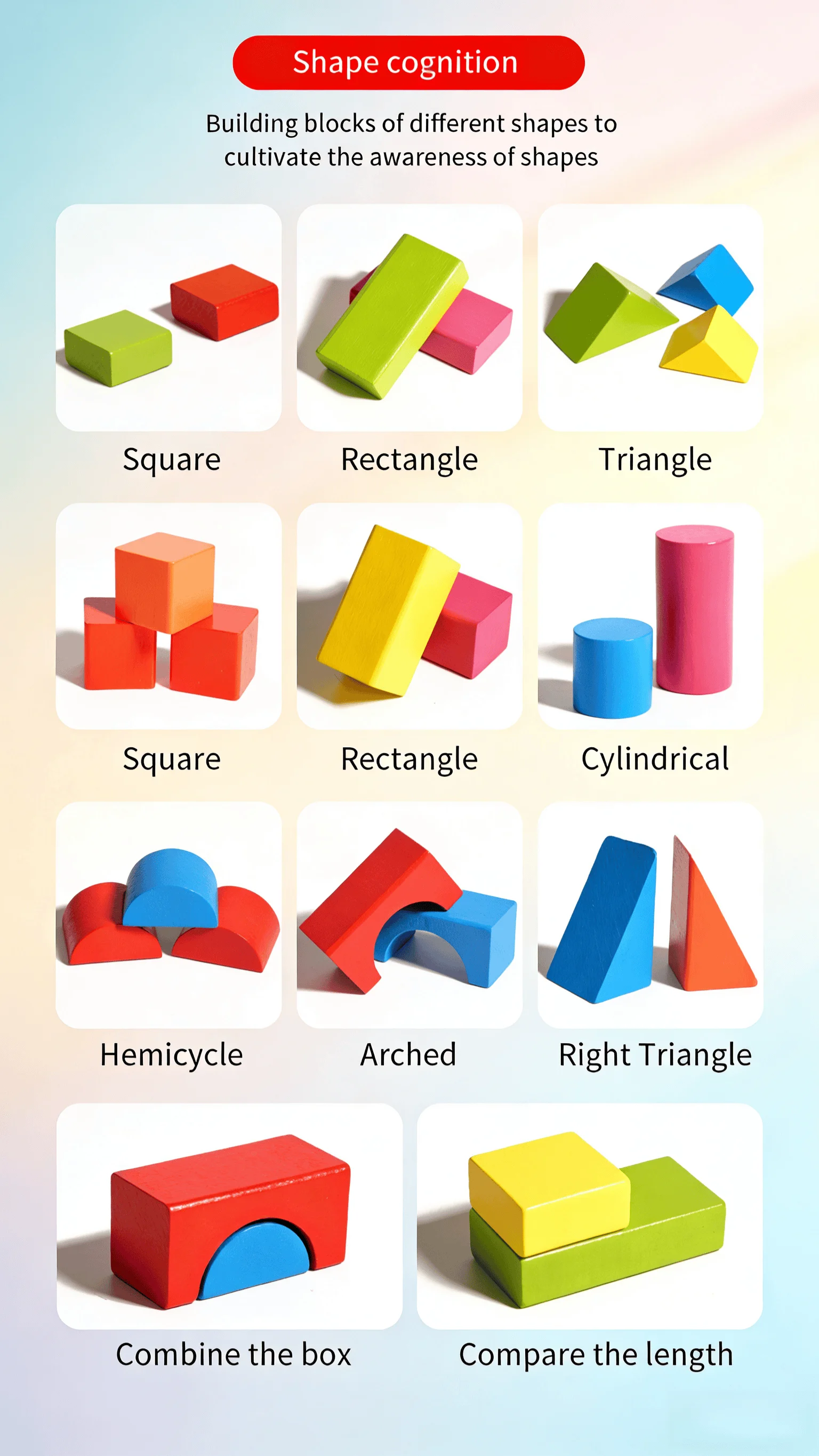 82ピースのジャンボ木製ブロック（3～8歳向け）、大きな窒息防止機能付き積み木、創造的なスタッキング＆分類遊びに最適