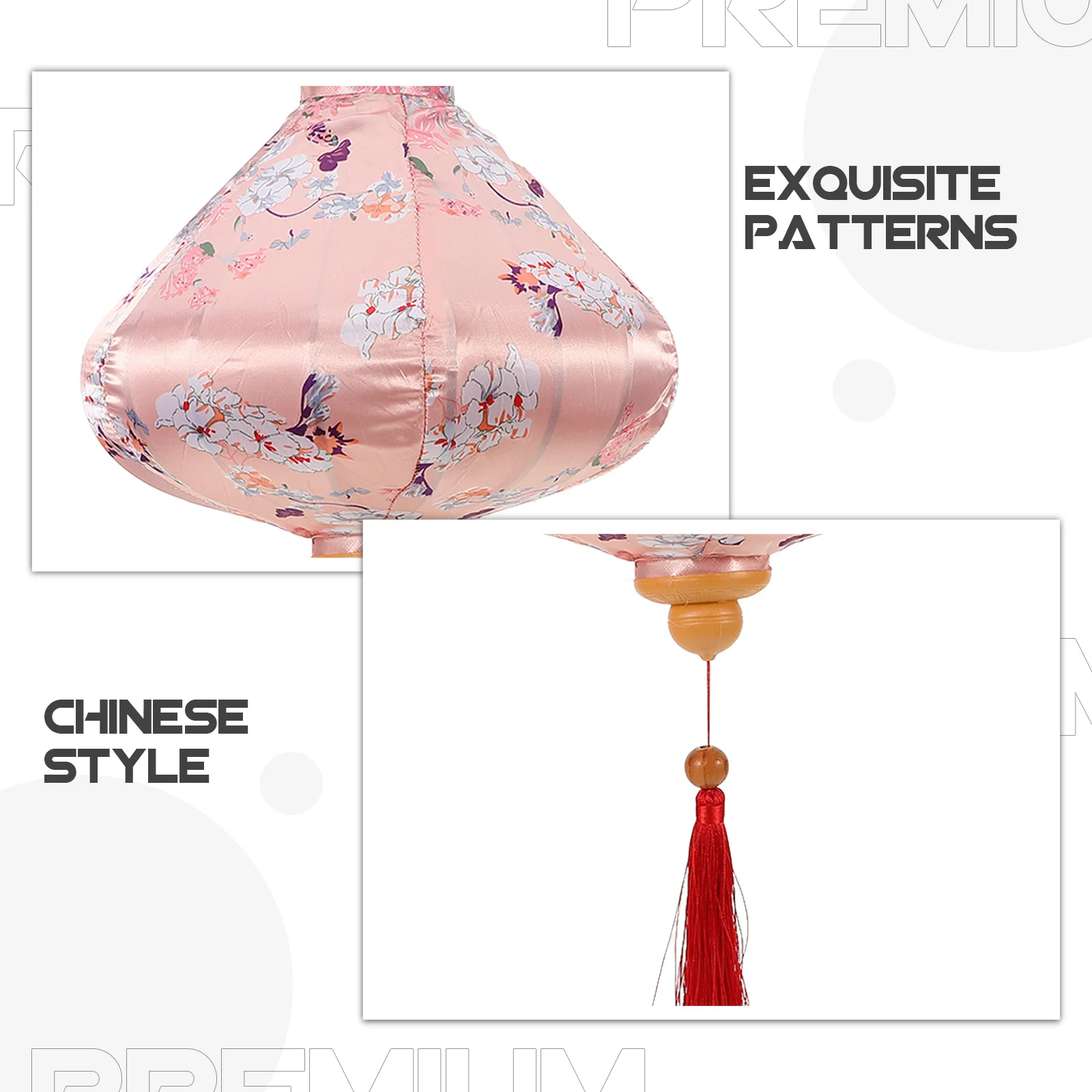 

Vintage Style Chinese Lantern Decorative Outdoor Hanging Light for Garden Patio Camping Weather Resistant Silk