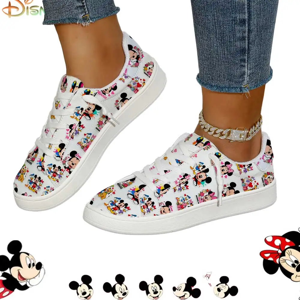

Disney Minnie Mouse & Friends Allover Print White Canvas Casual Sneakers