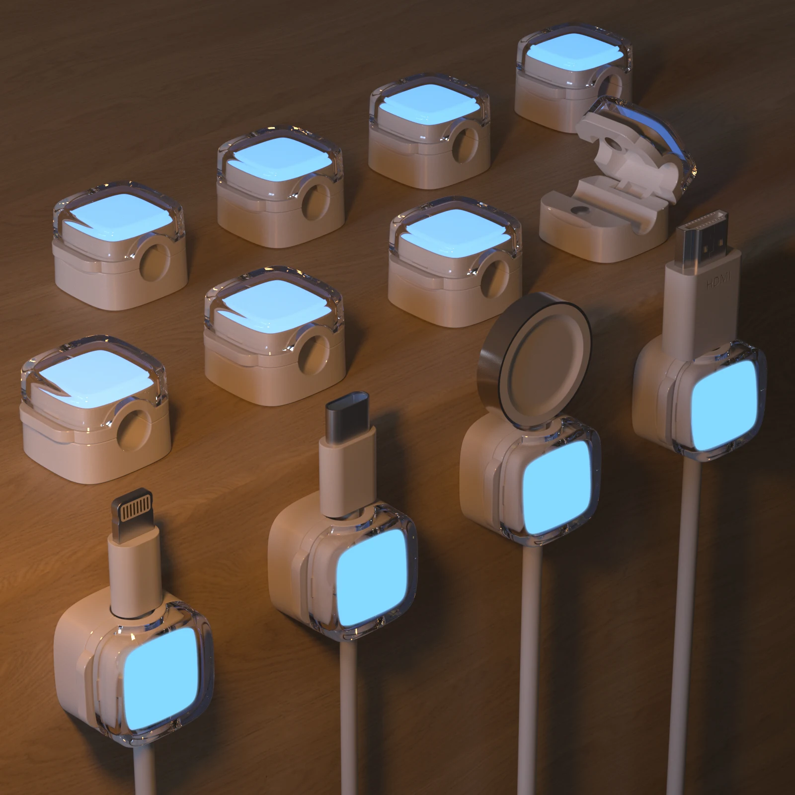 

12 шт. магнитный органайзер для кабеля, светящийся в темноте, разъем кабеля для зарядки настольного телефона в ночное время, крючок, сбор кабелей и хранилище