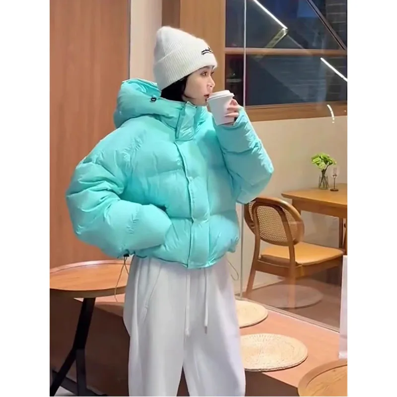 

Unique ort Lake Blue Women's down Jaet Winter 2025 New Korean Sle Small Size Bread Coat Sli Commuter Sle Thiened