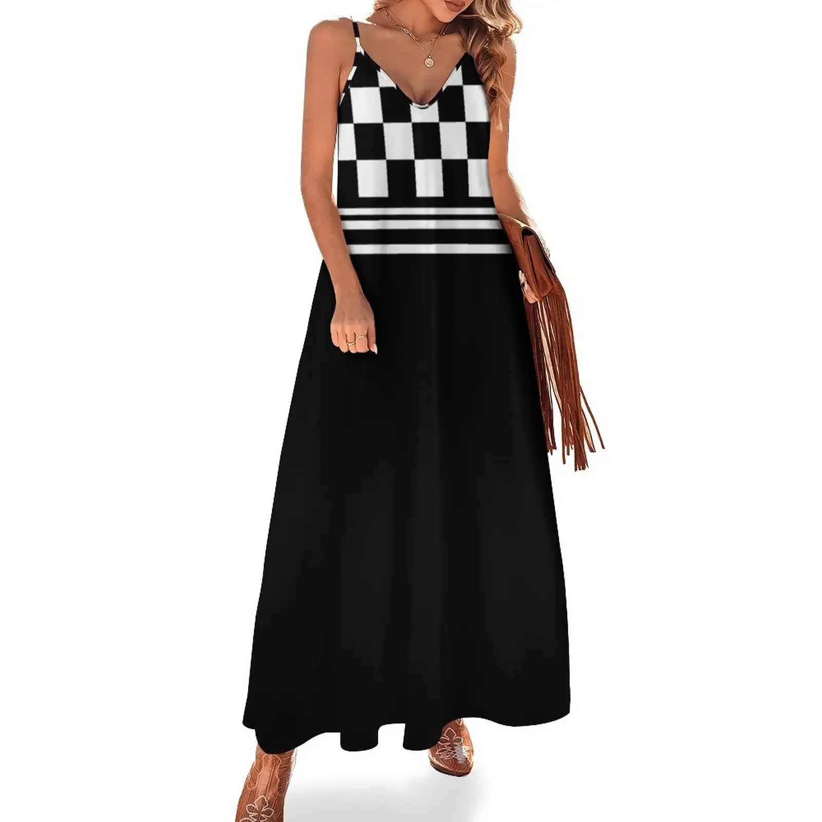 

Sixites Retro Mod Checkerboard Pattern Sleeveless Dress Women's clothing luxury dress Dress