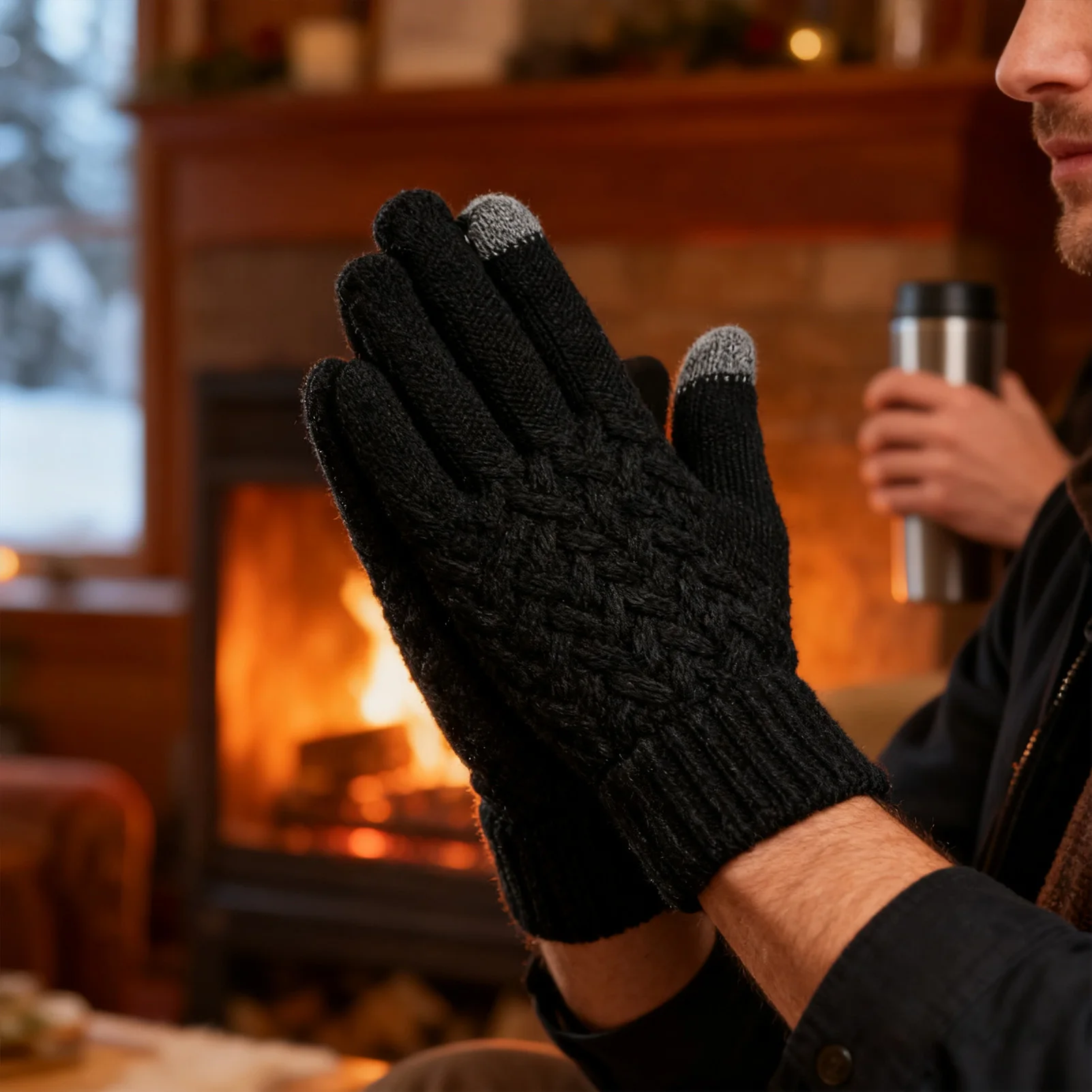 3-4 قطع من قفازات قبعة الشتاء، مجموعة جوارب مقاومة للرياح ومضادة للانزلاق وقابلة للتمدد للجنسين للرياضات الخارجية والاستخدام اليومي