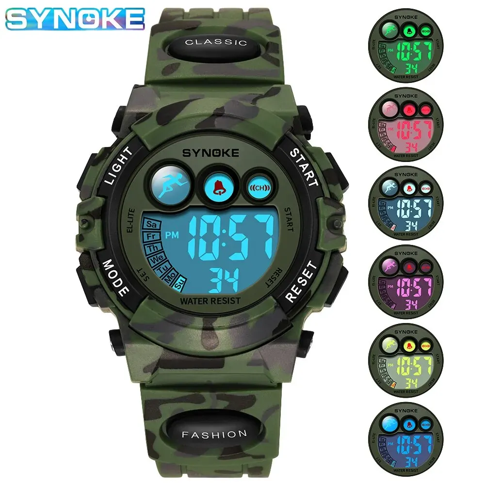 SYNOKE Student Sport Watches For Kids Colorful Electronic Watches 50M Waterproof Clock Children Digital Watch For Boys Girls