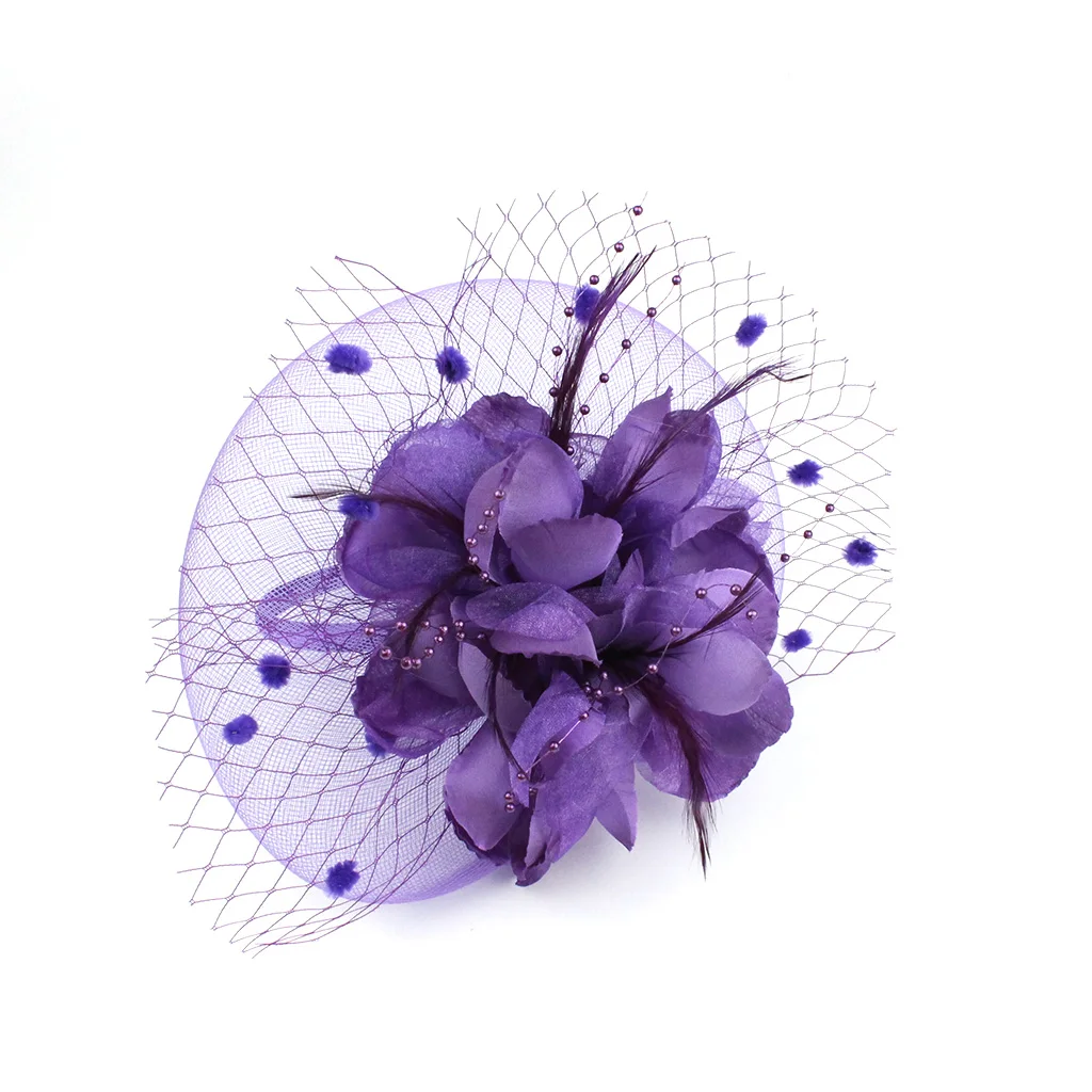 Fascinator a rete elastica elegante unico Fascinators per fiori con broccia di piume multicolori accessori da sposa con fascia per le donne