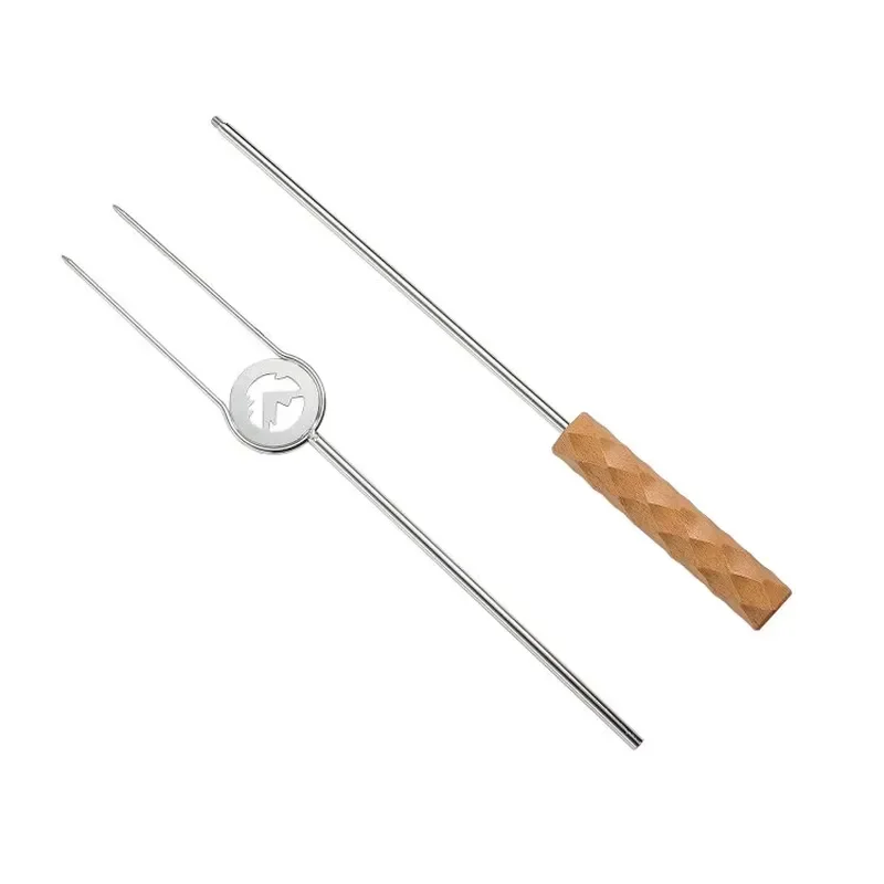 Campingmoon Portable BBQ Accessory Set 4 in 1 Removable String Stick Fork Easy Store Carry Perfect for Picnics Travel Outdoor