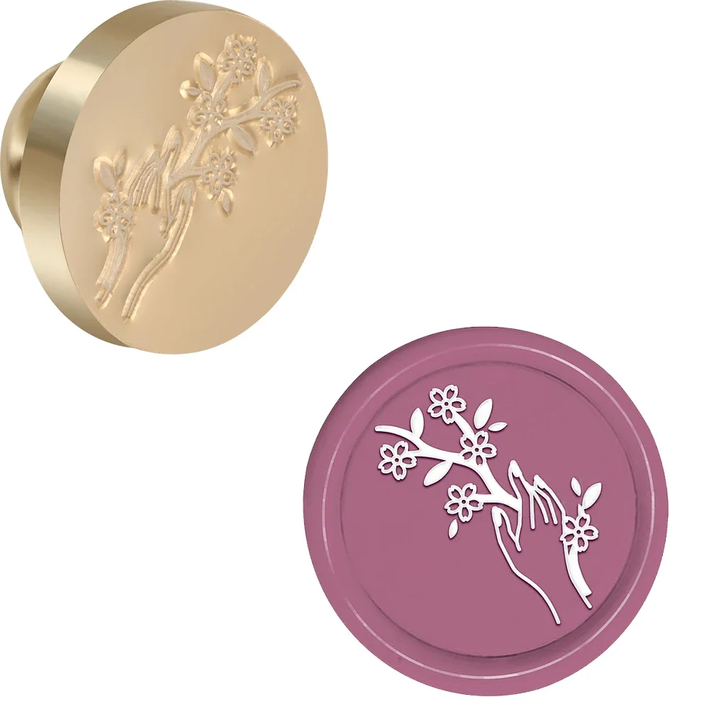 Sceau de cire rond amovible tête en laiton main papillon motifs de fleurs pour décorer cadeaux, enveloppes sacs à vin fêtes d'anniversaire